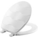 Round White Wood Easy Clean And Change Hinge Toilet Seat    