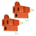2-Outlet 15-Amp Orange Grounded Polarized Adapter Plug 
