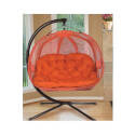 Orange Nylon Fabric Steel Frame 2-Seat Hanging Pumpkin Loveseat  