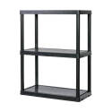 12 x 24 x 33-Inch Black 3-Tier Plastic Light-Duty Shelving Unit