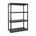 36 x 54 x 18-Inch Black 4-Tier Plastic Garage Storage Shelving Unit