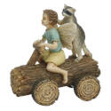 Derby Time Fairy Boy Riding A Log With A Racoon Friend Miniature Figurine
