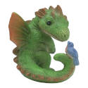 Quiet Conversation Green Dragon With Blue Bird Miniature Figurine