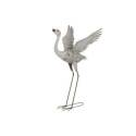 33-Inch Off-White Metal Wing Out Egret Statue 