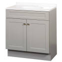 30-Inch 2-Door Cool Gray Shaker Vanity With White Cultured Marble Sink