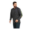 Rebar™ CottonStrong™ Charcoal Heather/Lime Pocket Long Sleeve Men's T Shirt, XL