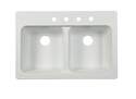 33 x 22-Inch White Tectonite Double Equal Bowl Kitchen Sink