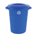 32-Gallon Blue Plastic Trash Can With Lid Closure