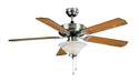 52-Inch Brushed Nickel 1 Light Dome Ceiling Fan