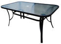 38 x 60-Inch Black Rectangular Table With Glass Top And Aluminum Frame