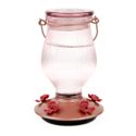 24-Ounce Rose Gold Top-Fill Glass Hummingbird Feeder