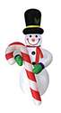 6-Foot Inflatable Snowman With Candy Cane