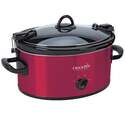 6-Quart Oval Red Stainless Steel Slow Cooker 
