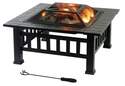 32-Inch Square Black Steel Fire Pit