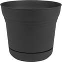 12-Inch Black Saturn Planter With Drainage Hole