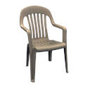 High-Back Chair, 250-Pound Weight Capacity, Polypropylene Frame, Brown Frame