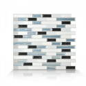 10-Inch White & Light Blue Marble Wall Tile
