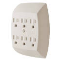 15-Amp 6-Outlet Light Almond Outlet Adapter