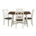 5-Piece Polyester Fabric Rustic Amelia Trestle Dining Table With Four Chairs    