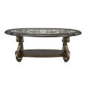 28 x 52 x 19-Inch Brown Metal Bombay Cocktail Table With Glass Top 