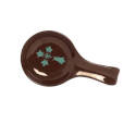 5.1 x 9-1/2-Inch Chocolate/Turquoise Ceramic Cross Spoon Rest   