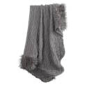50 x 80-Inch Gray Cable Knit/Faux Mongolian Fur Throw