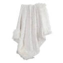 50 x 80-Inch White Cable Knit/Faux Mongolian Fur Throw