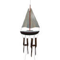 Carved Sailboat Bamboo Wind Chime