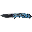 Blue-Gray/Black Ocean Camo Folding Knife 