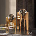 Ellianna Elevated Crystal Spheres With Brushed Copper Bronze Base, Set Of Two