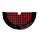 48-Inch Red And Black Plaid Christmas Tree Skirt With Faux Fur Border