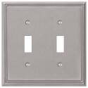 Metro Line Brushed Nickel Cast Metal 2-Toggle Wall Plate