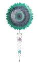 14-Inch Cosmic Mandala Mini Spinner With A Silver/Aqua Mini Crystal Tail