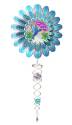 14-Inch Blue Hummingbird Animated Mini Spinner With A Silver/Aqua Mini Crystal Tail