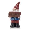 Garden Gnome Statue With Welcome Horizontal Sign