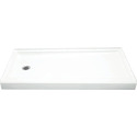 60 X 30 X 5 Inch White Shower Base Left Drain, Alcove Installation, 3-5/16 Inch Drain