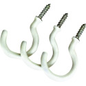 1-27/64 X 2-3/4 - Inch White Steel Screw In Storage Hook Wall Mount