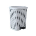 6-Liter White Smoke Wicker Style Step-On Trash Can
