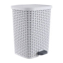26-Liter White Smoke Wicker Style Step-On Trash Can
