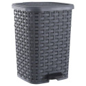 26-Liter Onyx Gray Wicker Style Step-On Trash Can