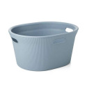 35-Liter Stone Blue Ribbed Laundry Basket