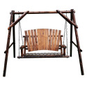 4-Foot Natural Charred Log Swing With Frame