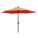 9-Foot Orange Steel Tilt Umbrella, LED Lights