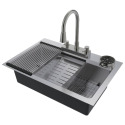 33-Inch X 22-Inch Stainless Steel Dual Mount Large Single Bowl Waterfall Sink Kit