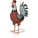 16-Inch X 8-Inch X 20-Inch Silver And Rust Metal Rooster Garden Decor