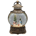 8-1/2-Inch Snow Globe Lantern with Snowman Family