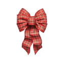 14-Inch Plaid Green, Gold, Red And White Wire Bow