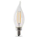 Feit Electric Bpcfc40/927ca/Fil/2 LED Bulb, 120 V, 3.3 W, E26 Candelabra, Flame Tip Lamp, Soft White Light