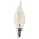 Feit Electric Bpcfc60/927ca/Fil/2 LED Bulb, 120 V, 5.5 W, Candelabra E12, Flame Lamp, Soft White Light