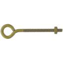Eye Bolt With Hex Nut, 3/8 In Thread, Steel, Gold